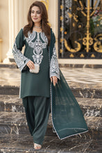 Reshmi RA7 Bottle Green Embroidered 3pc Raw Silk Suit with Shalwar
