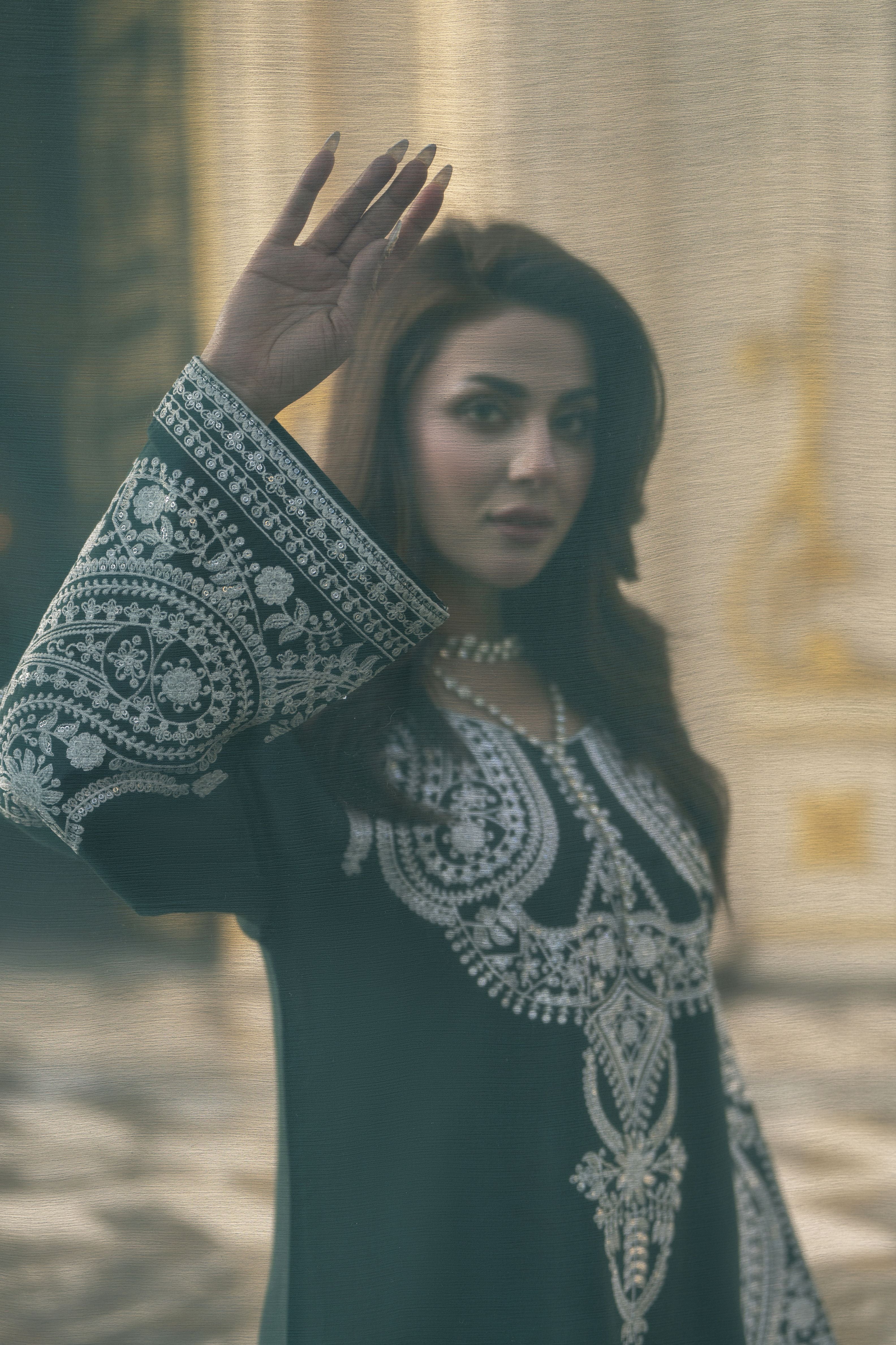 Reshmi RA7 Bottle Green Embroidered 3pc Raw Silk Suit with Shalwar