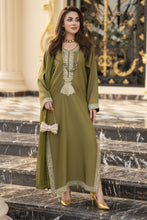 Reshmi RA1 Olive Embroidered 3pc Raw Silk Suit with Chiffon Dupatta