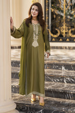Reshmi RA1 Olive Embroidered 3pc Raw Silk Suit with Chiffon Dupatta