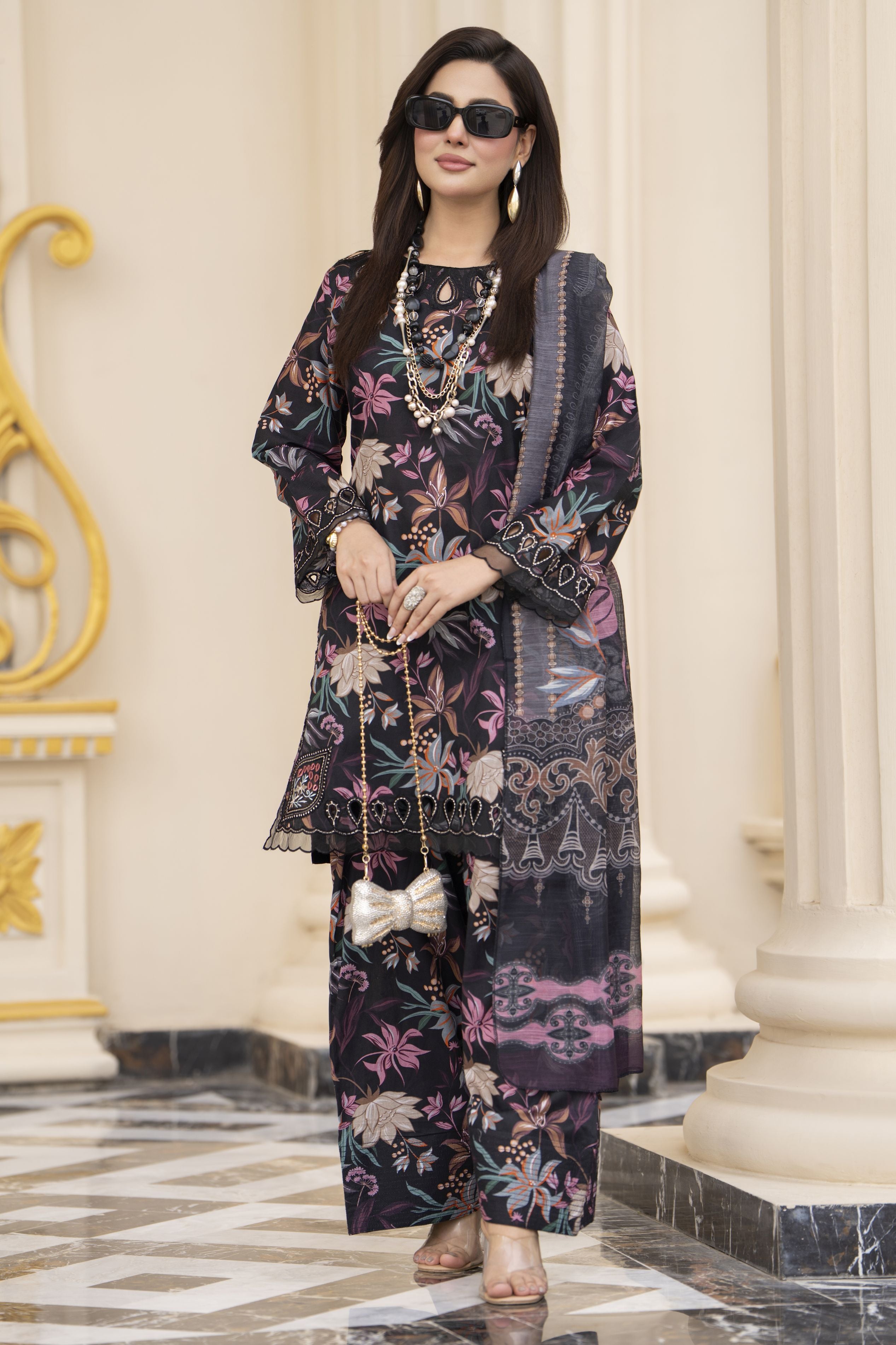 Cotton Canvas by Zaiwa – 3pc Black Cotton Dress with Farshi Shalwar CCZ6