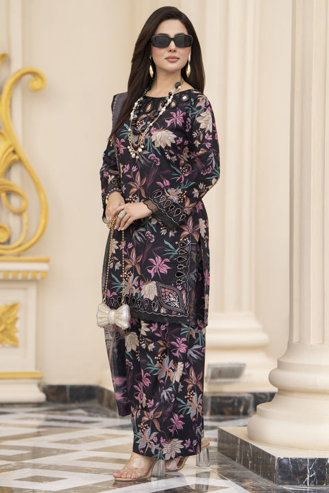 Cotton Canvas by Zaiwa – 3pc Black Cotton Dress with Farshi Shalwar CCZ6