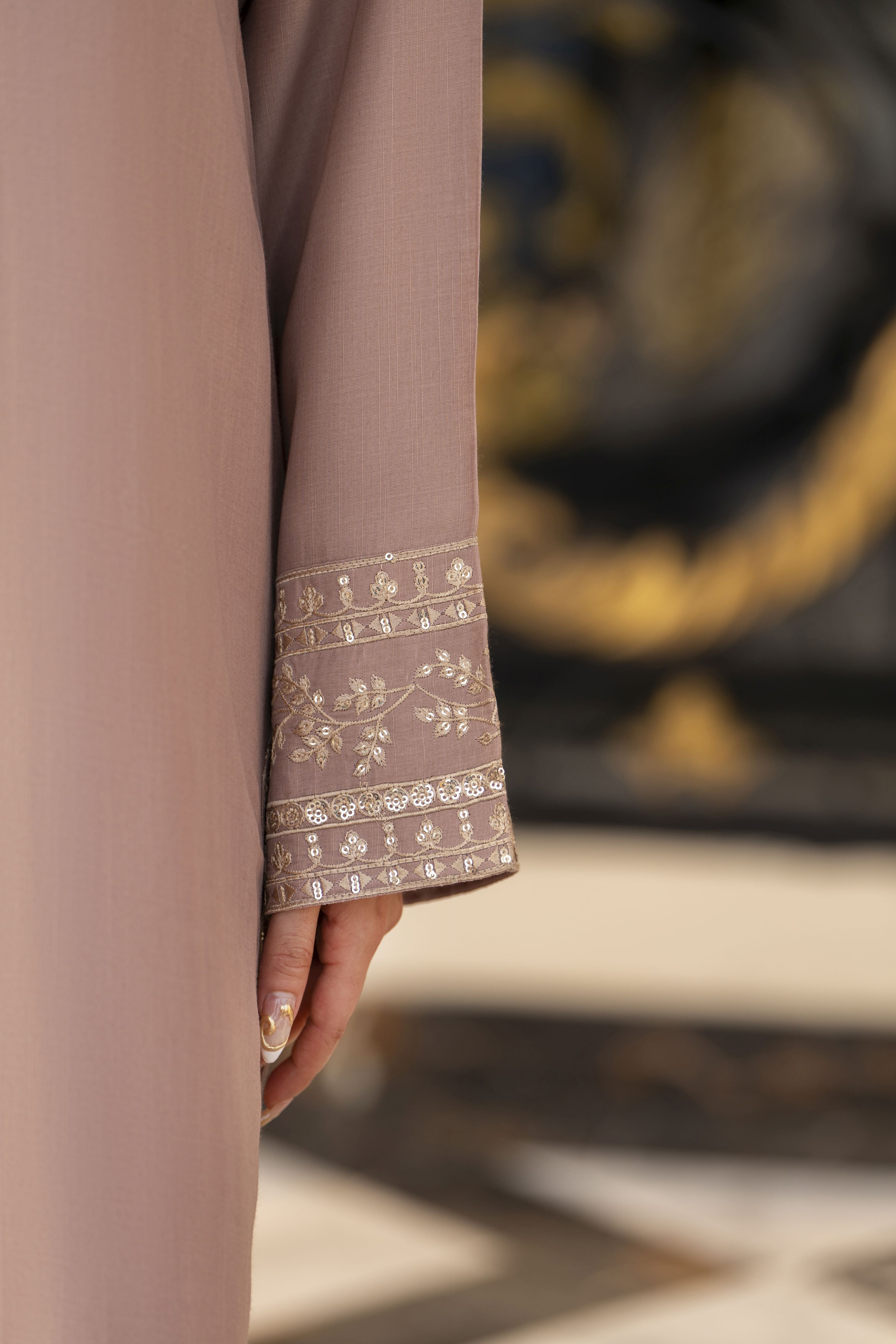 Reshmi RA4 Nude Embroidered 3pc Raw Silk Suit with Chiffon Dupatta