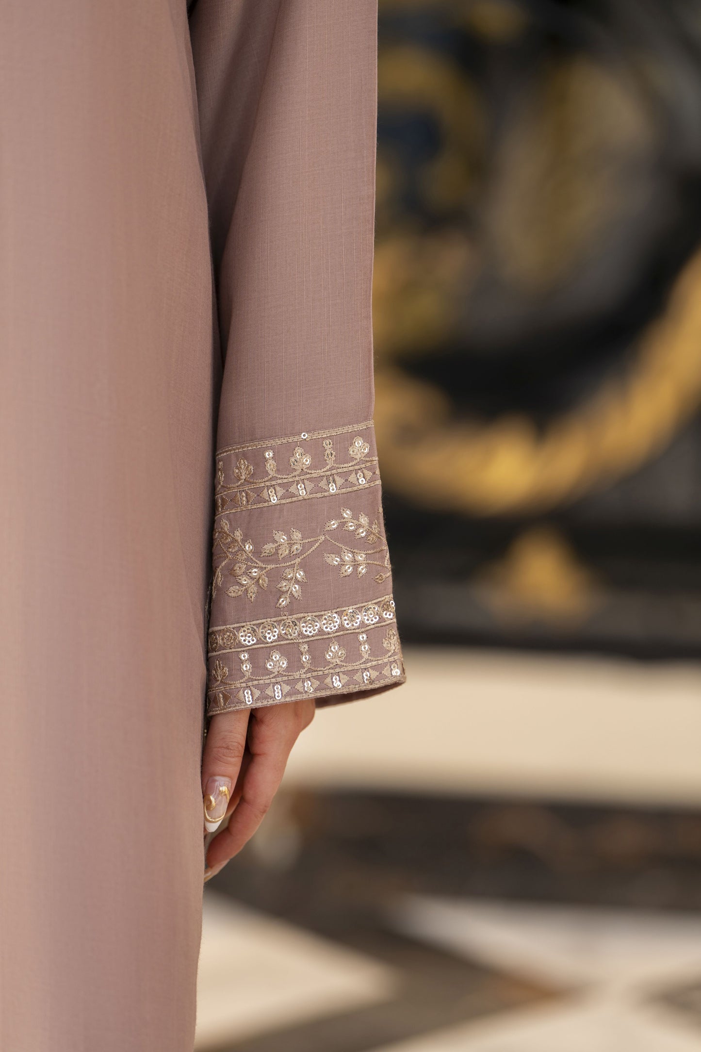 Reshmi RA4 Nude Embroidered 3pc Raw Silk Suit with Chiffon Dupatta