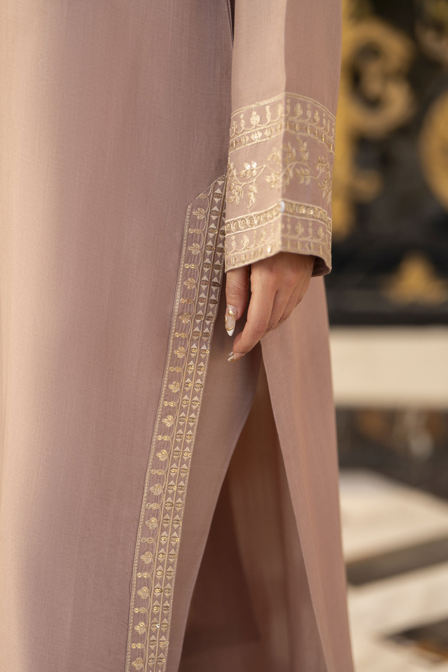 Reshmi RA4 Nude Embroidered 3pc Raw Silk Suit with Chiffon Dupatta