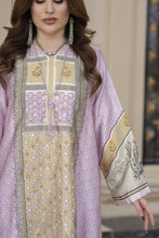 Sakeena 2pc Printed Charmeuse Handworked Kaftan – Lamis – CS6