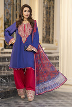 Reshmi RA2 Blue Embroidered Frock with Farshi Shalwar 3pc Raw Silk Suit