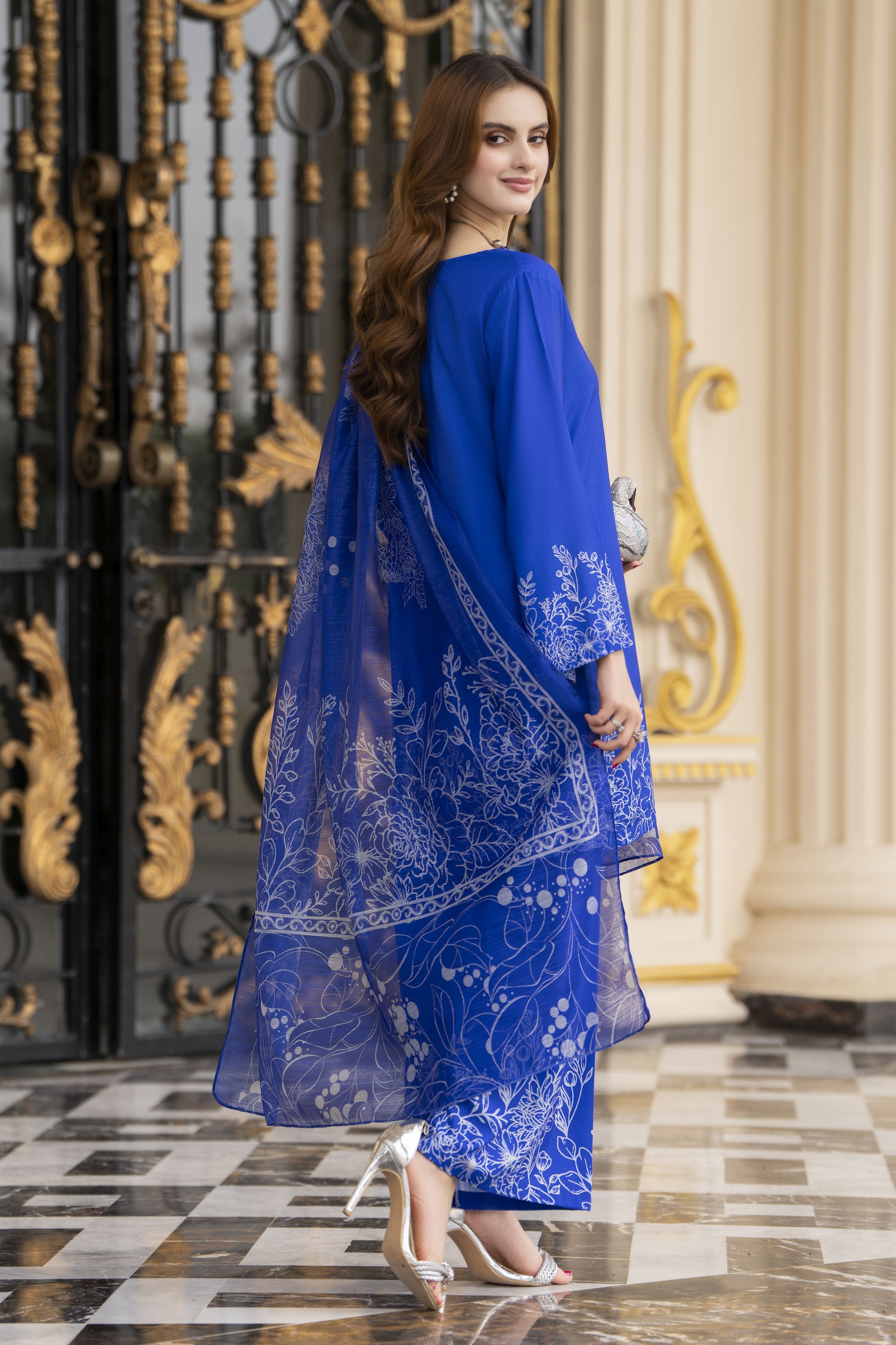 Daily Drapes by Mona – 3pc Raw Silk Suit with palazzo pants DDR4