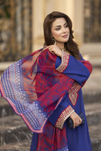 Reshmi RA2 Blue Embroidered Frock with Farshi Shalwar 3pc Raw Silk Suit