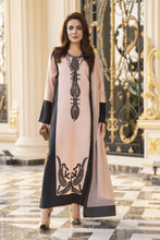 Reshmi RA8 Beige & Black Embroidered 3pc Raw Silk Suit with Chiffon Dupatta