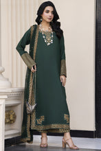 Aleezay Evara 3pc Raw Silk Long Embroidered Dress EZ11