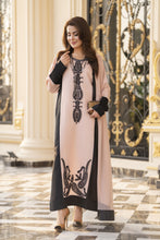 Reshmi RA8 Beige & Black Embroidered 3pc Raw Silk Suit with Chiffon Dupatta