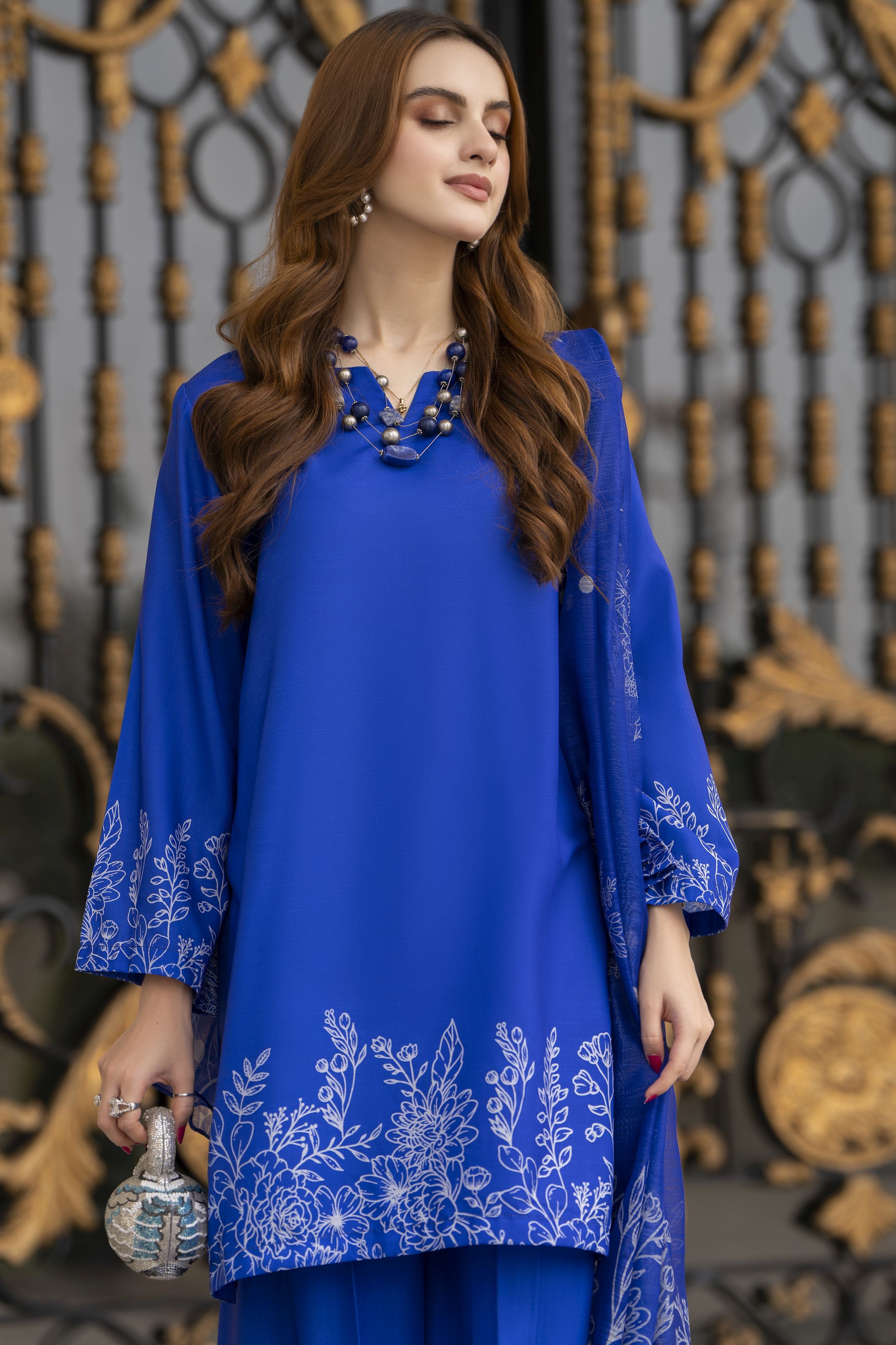 Daily Drapes by Mona – 3pc Raw Silk Suit with palazzo pants DDR4