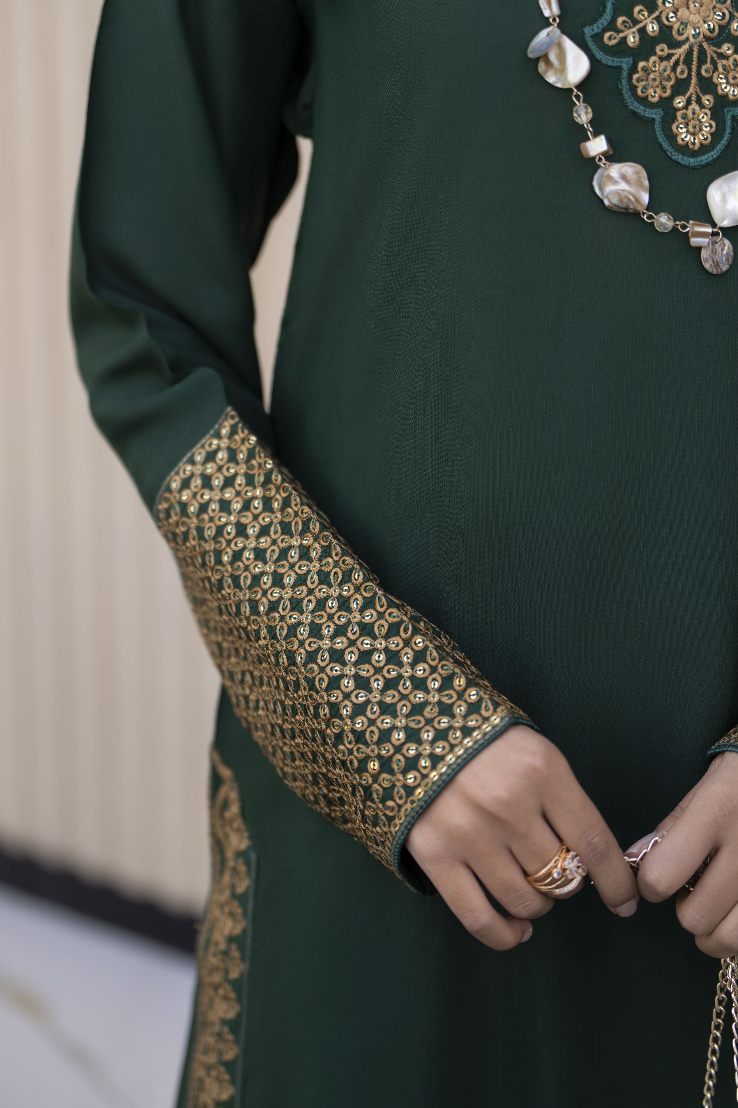 Aleezay Evara 3pc Raw Silk Long Embroidered Dress EZ11