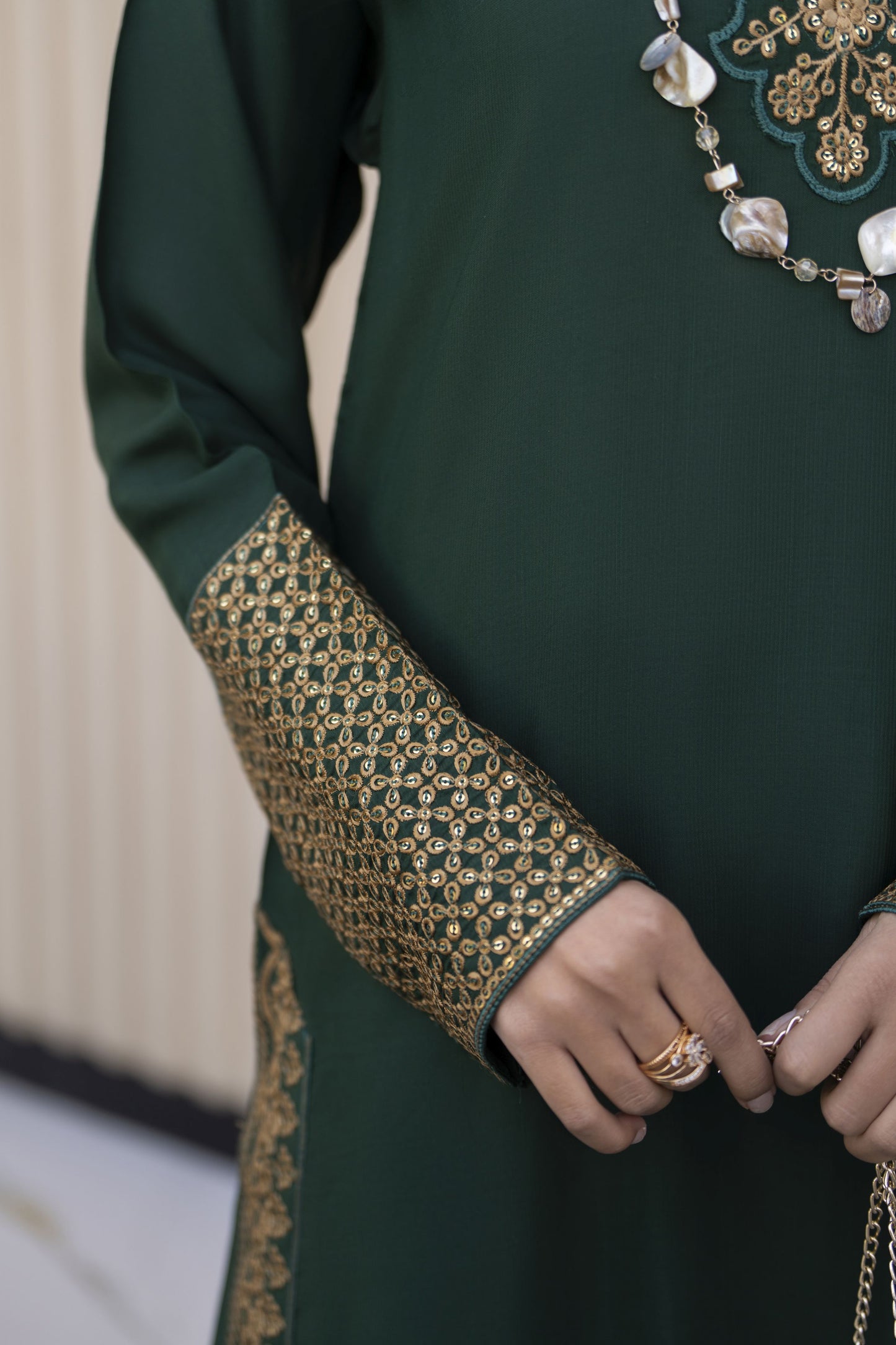 Aleezay Evara 3pc Raw Silk Long Embroidered Dress EZ11