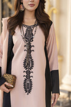 Reshmi RA8 Beige & Black Embroidered 3pc Raw Silk Suit with Chiffon Dupatta