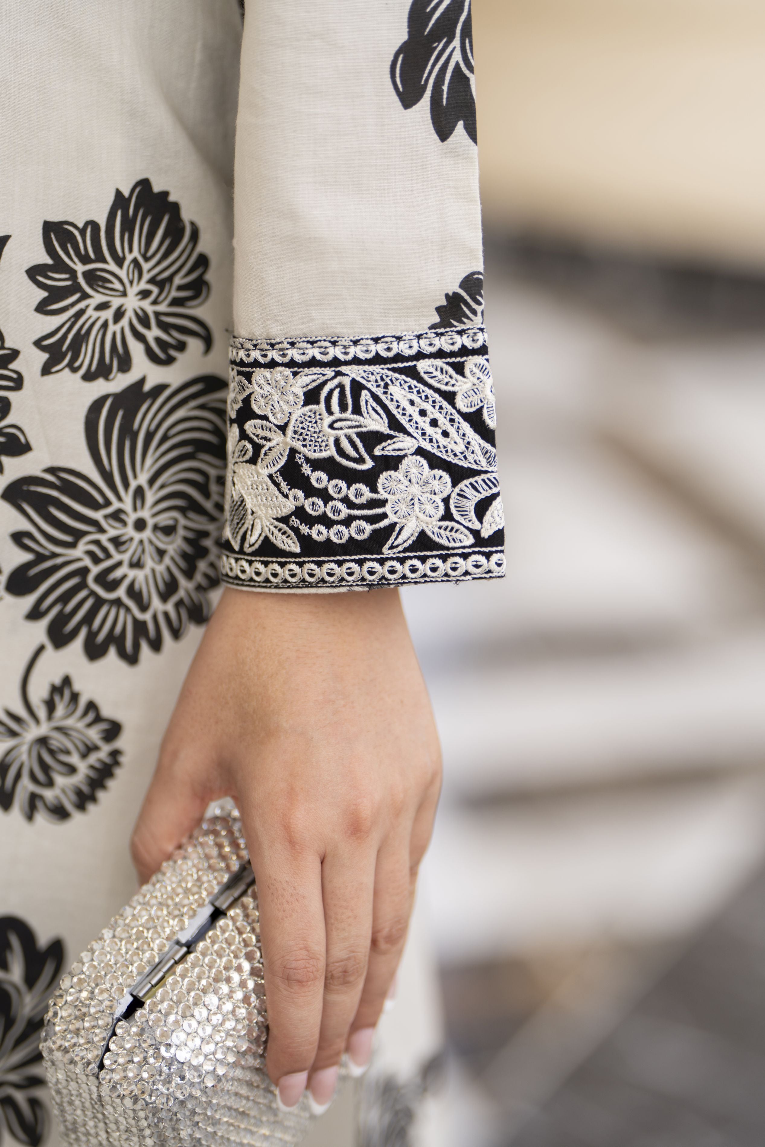 Cotton Canvas by Zaiwa – 2pc Off-White Cotton Embroidered Dress CCZ8