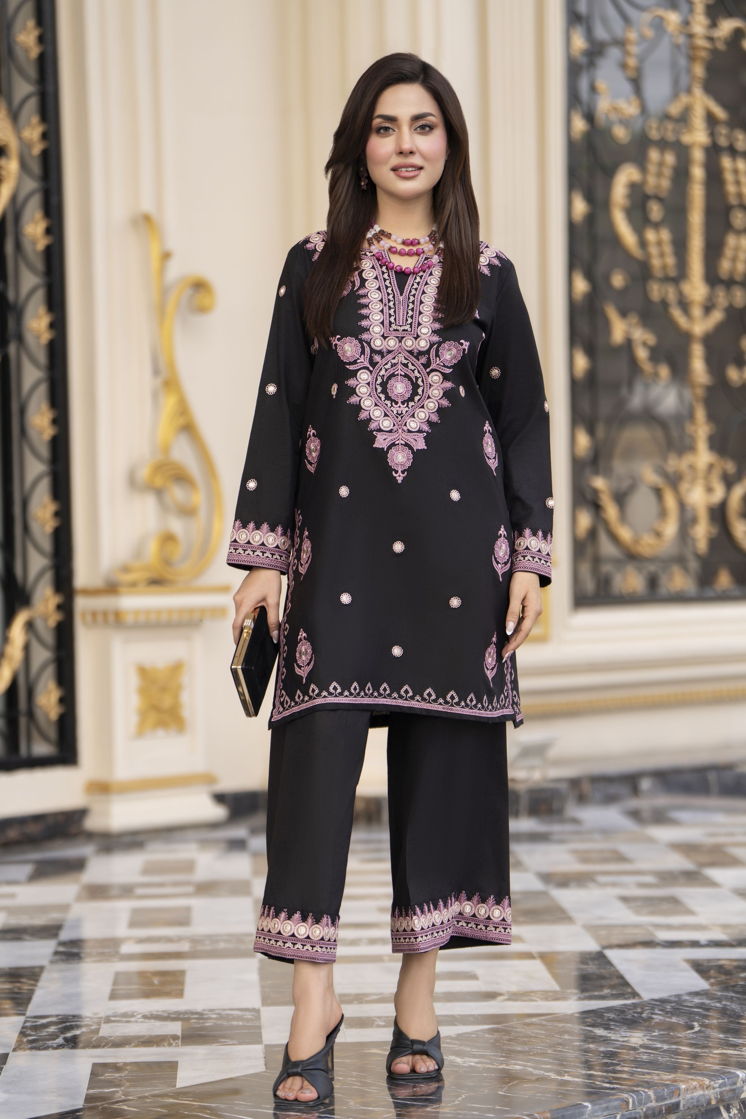 Cotton Canvas by Zaiwa – 2pc Embroidered Black Cotton Dress CCZ2