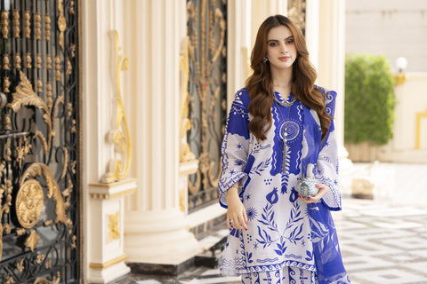 Daily Drapes by Mona – 3pc Raw Silk Suit with Wide Leg Trousers DDR3