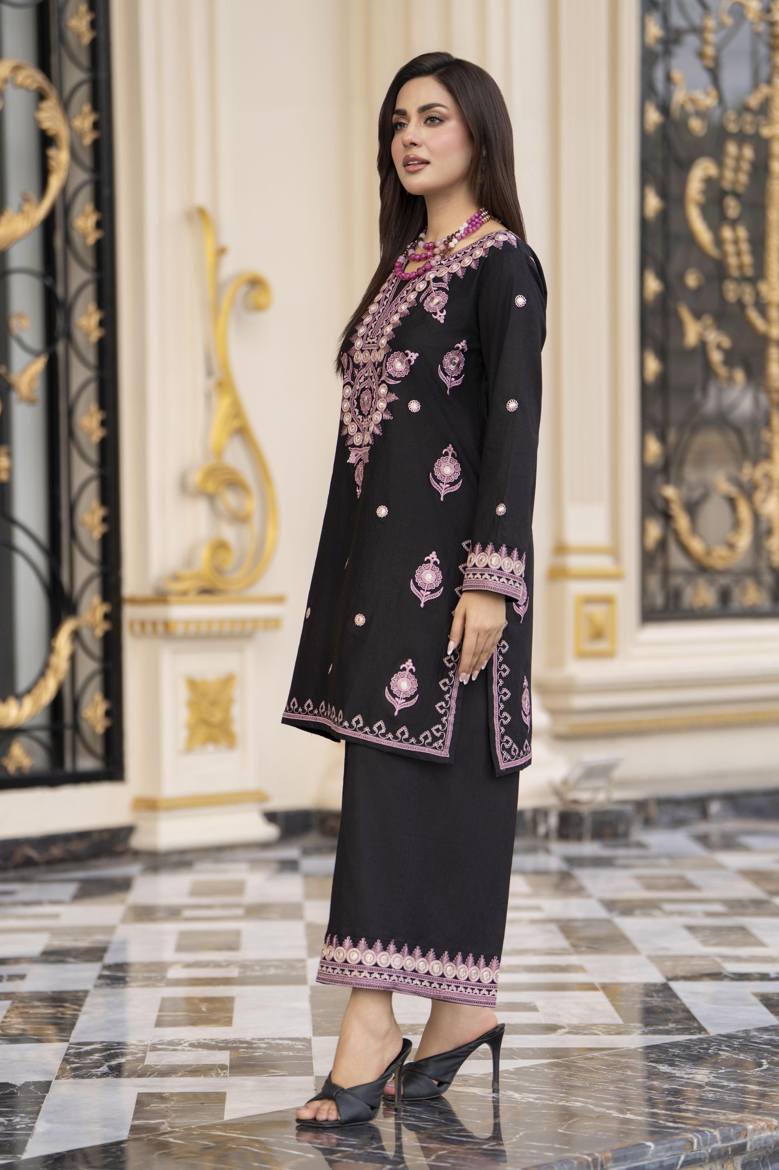 Cotton Canvas by Zaiwa – 2pc Embroidered Black Cotton Dress CCZ2