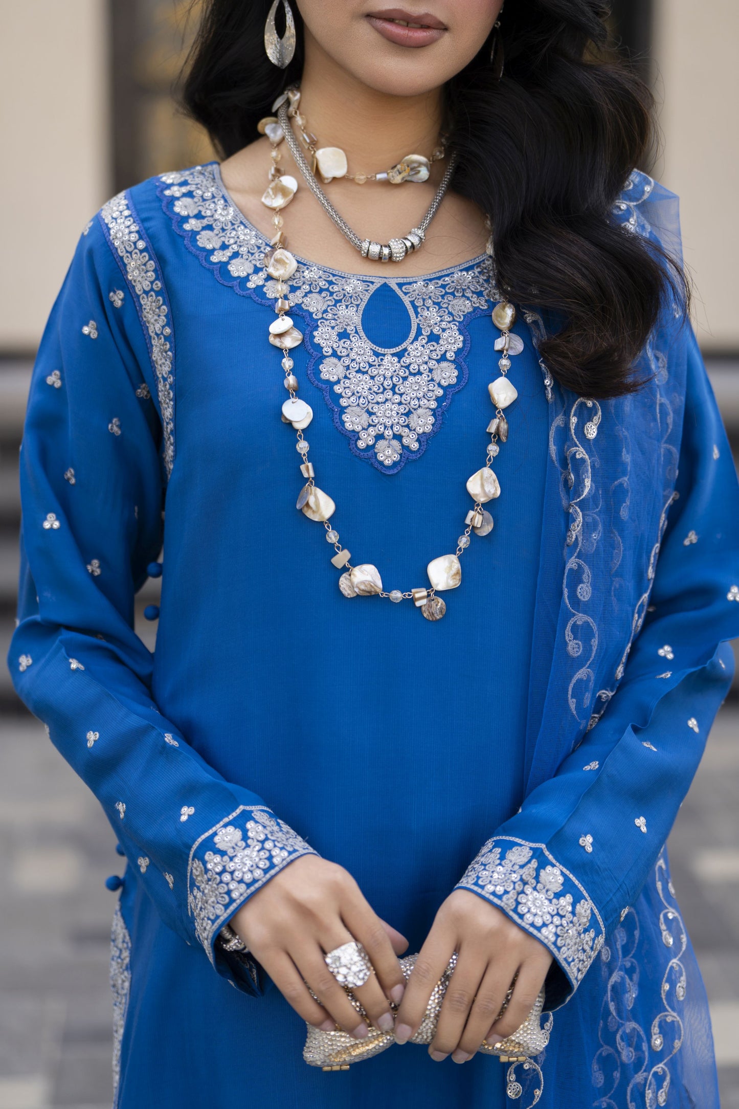 Aleezay Evara 3pc Raw Silk Embroidered Long Dress EZ5