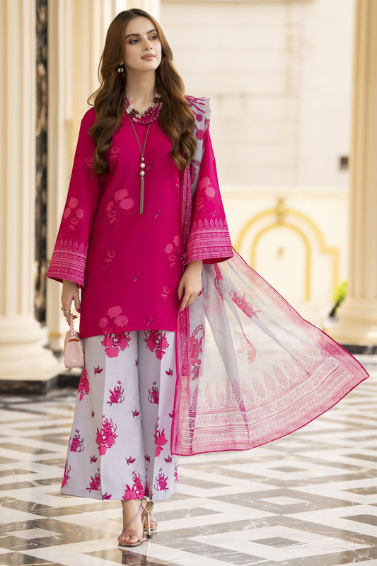 Daily Drapes by Mona – 3pc Raw Silk Printed Suit with Monar Dupatta DDR7