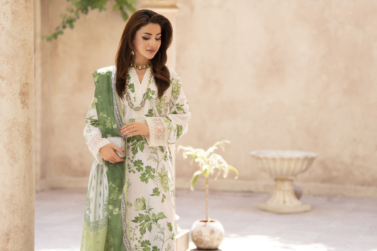 Zaiwa Sway8 3pc Printed Lawn Suit with Embroidered Shirt & Monar Dupatta