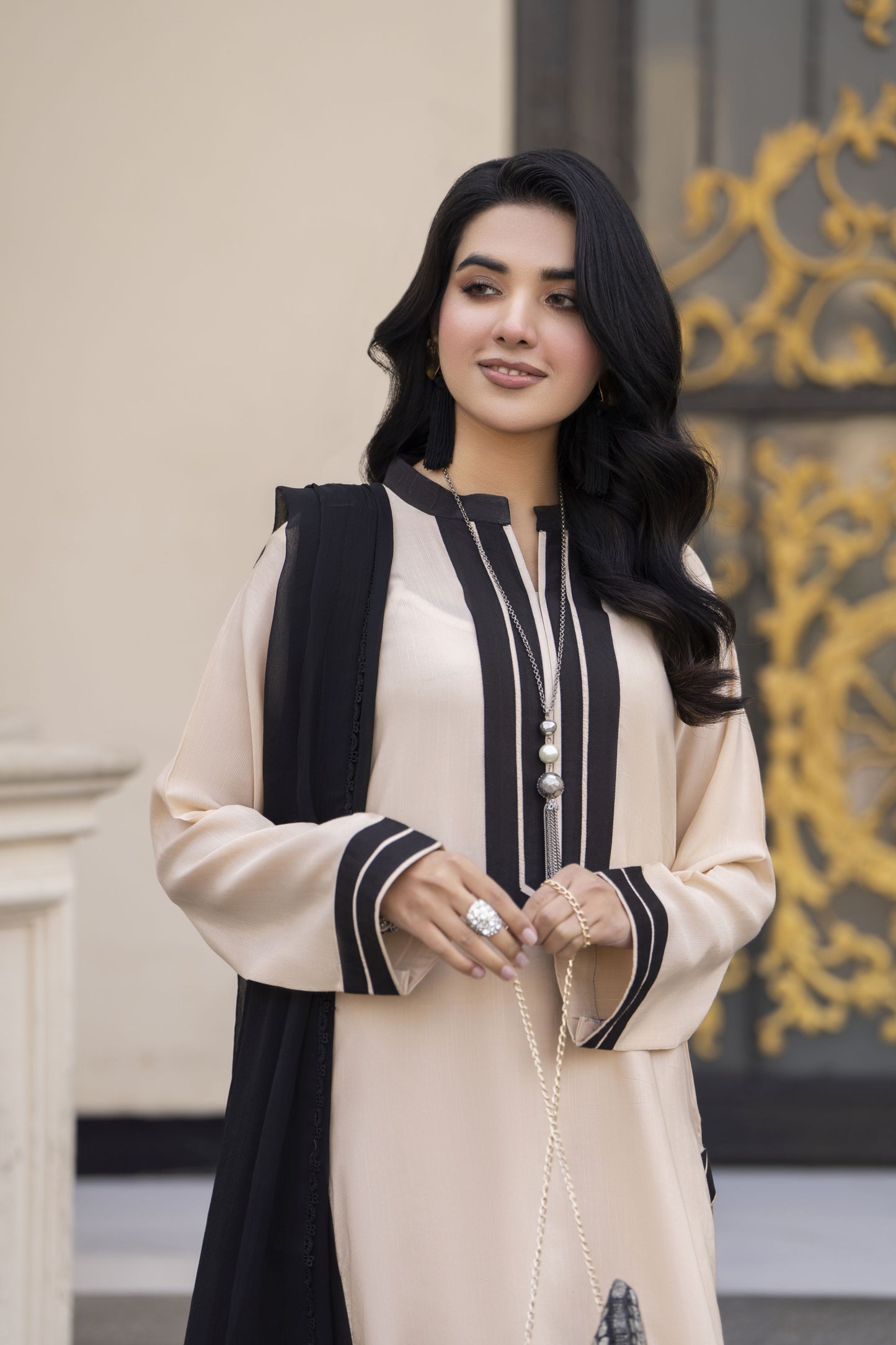 Aleezay Evara 3pc Raw Silk Long Kurta with Straight Trousers EZ4