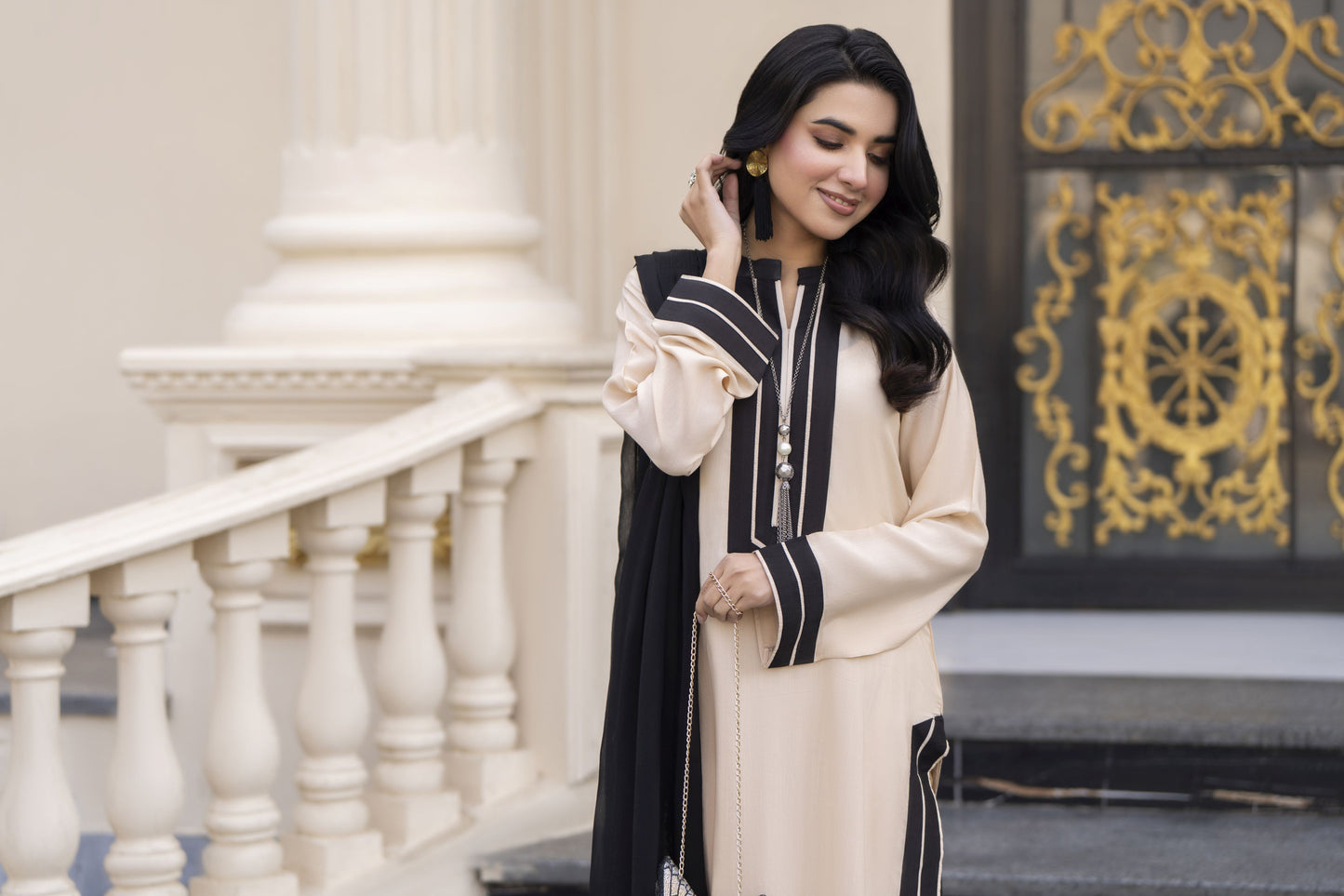 Aleezay Evara 3pc Raw Silk Long Kurta with Straight Trousers EZ4