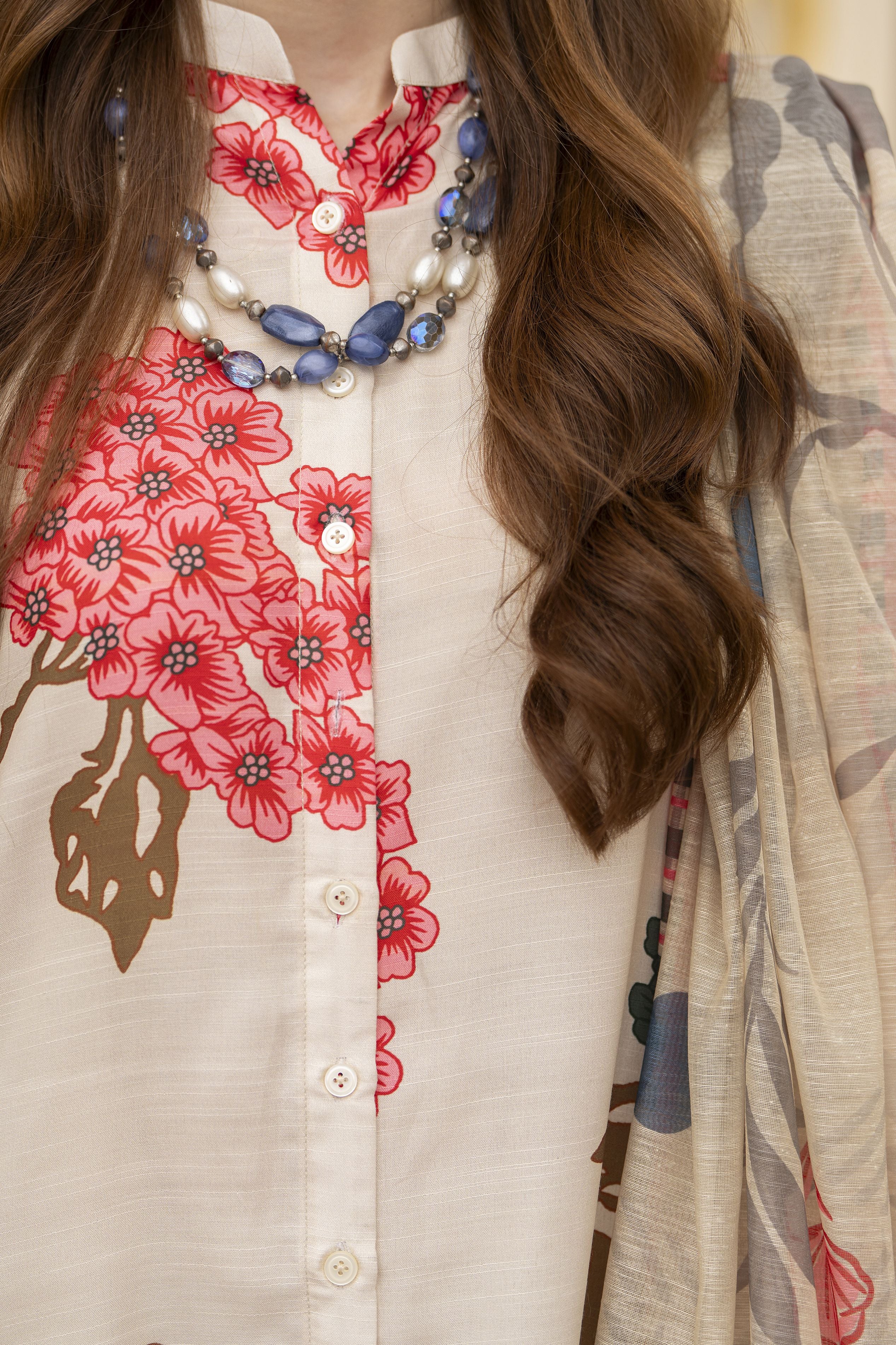 Daily Drapes by Mona – 3pc Printed Raw Silk Co-ord Suit DDR1