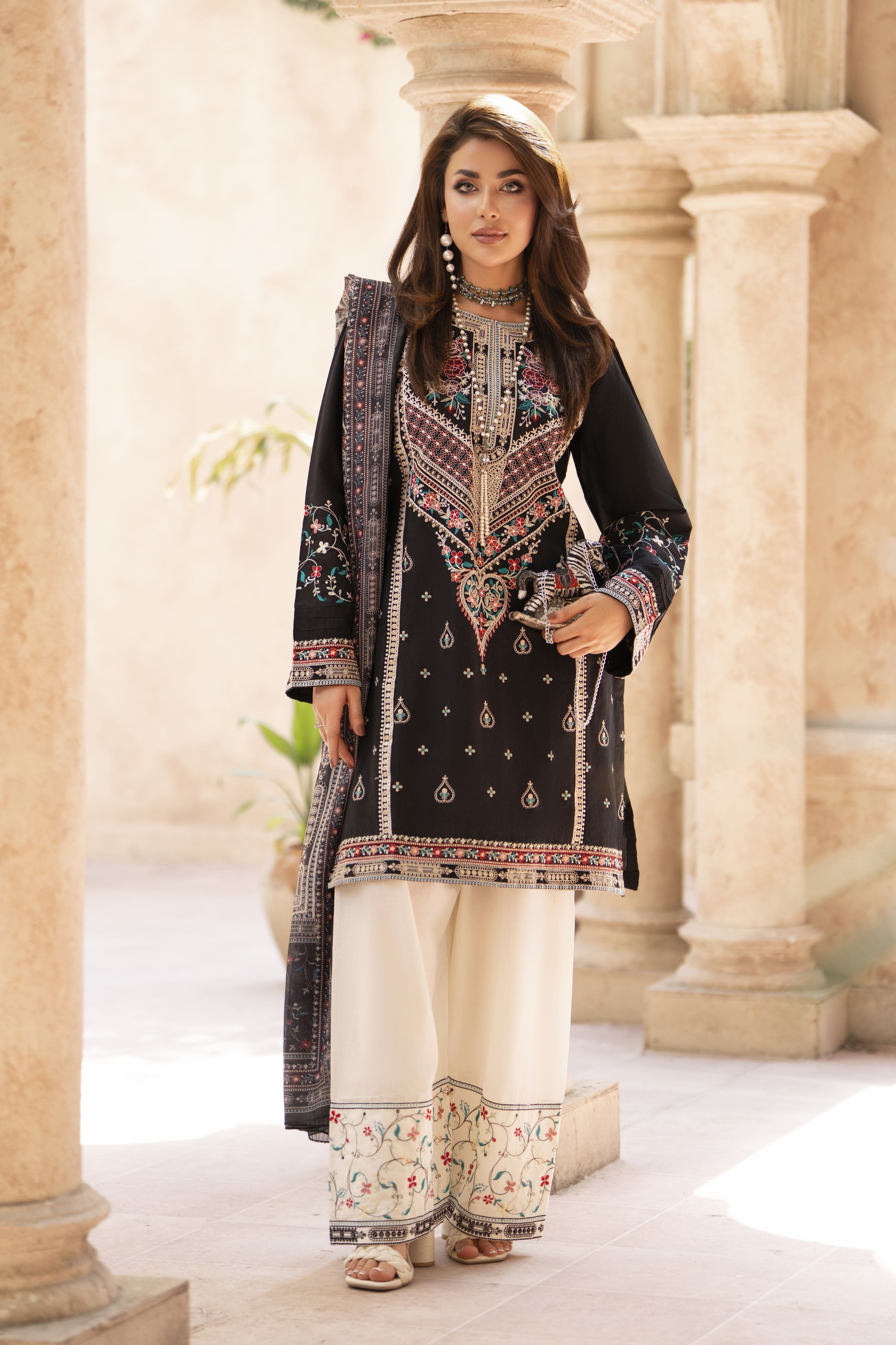 Zaiwa Sway2 3pc Cotton Farshi Shalwar Suit with Printed Dupatta