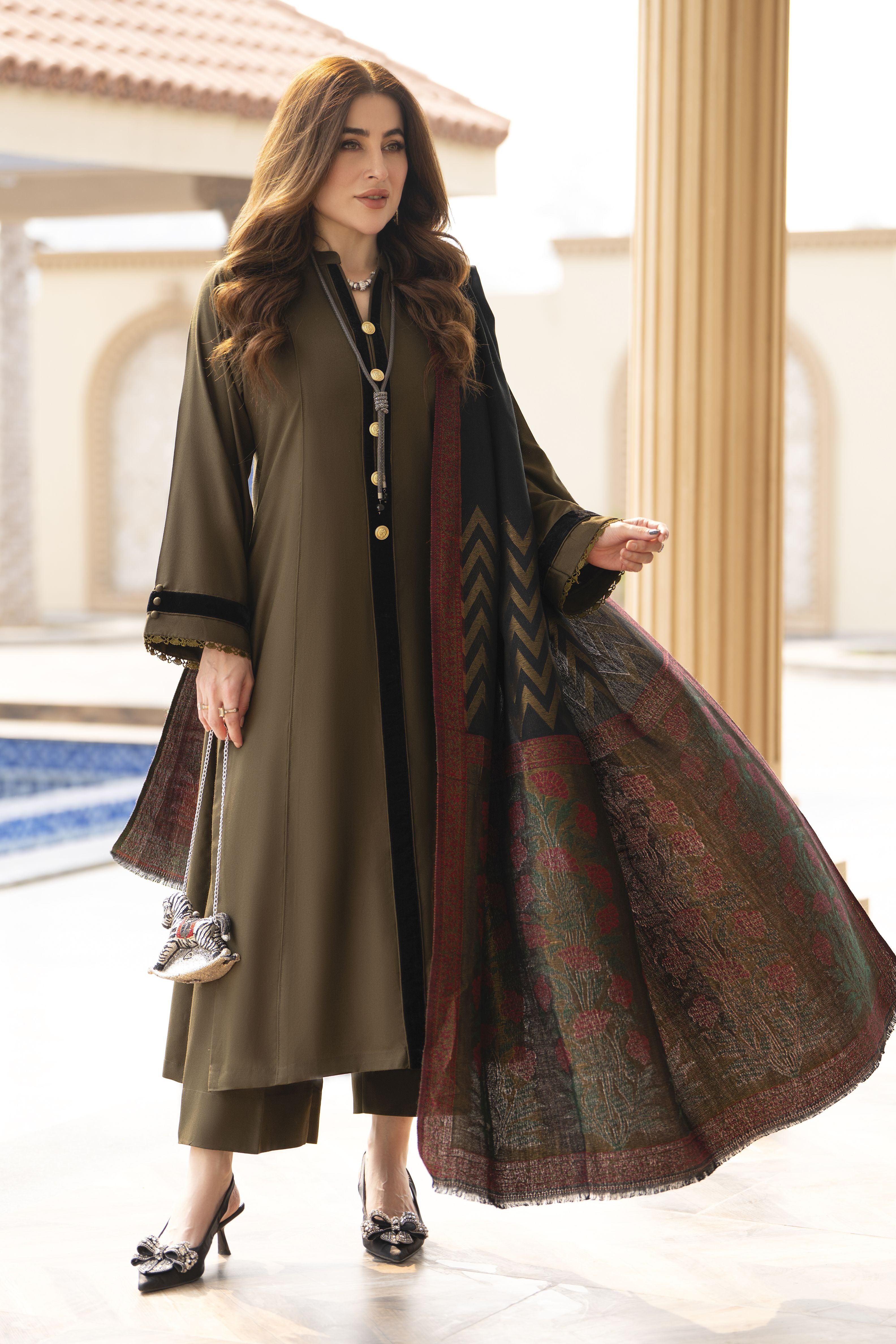 The Dhanak & Kahni Collection – Olive 3pc Suit KD4