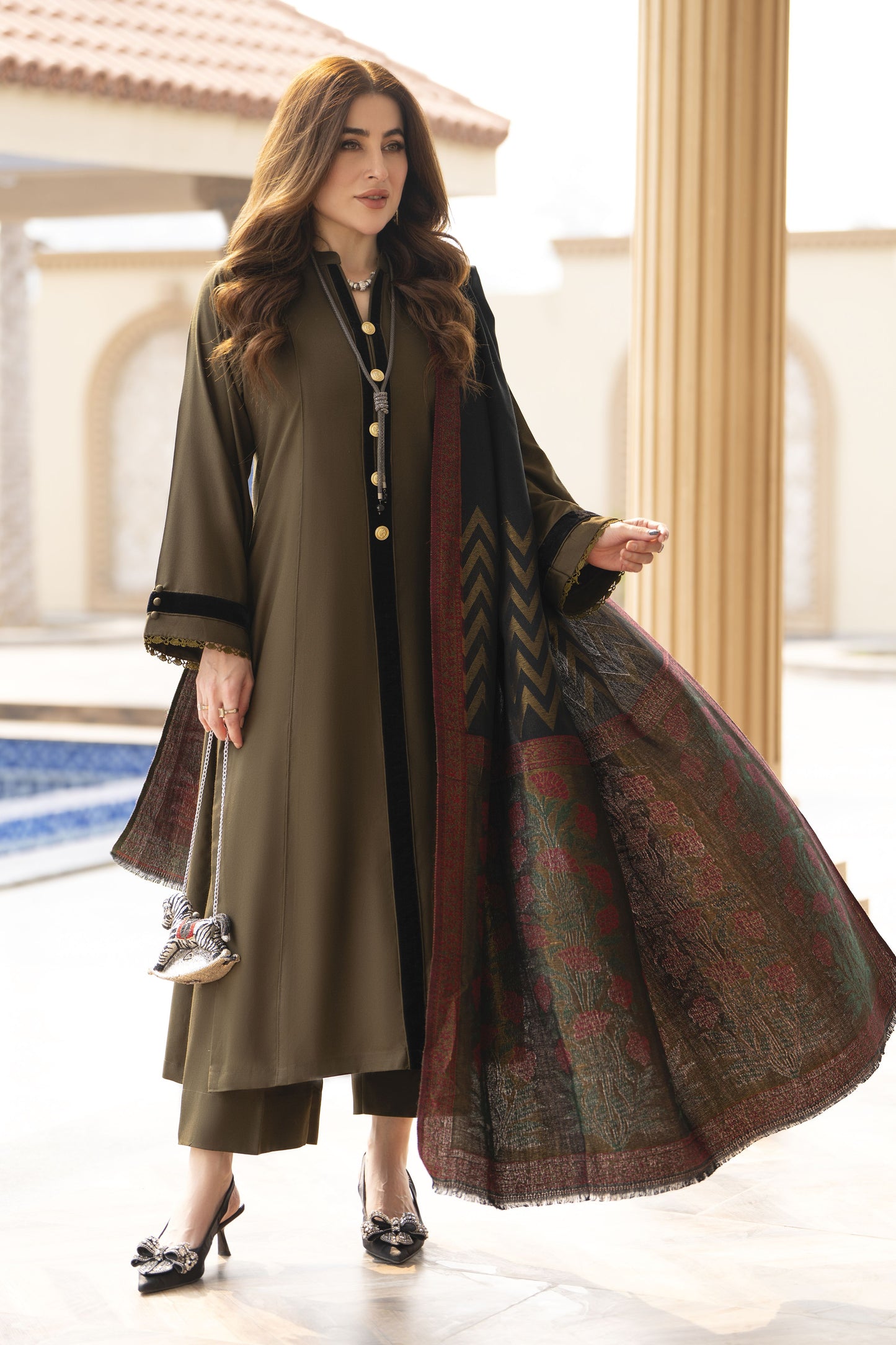 The Dhanak & Kahni Collection – Olive 3pc Suit KD4