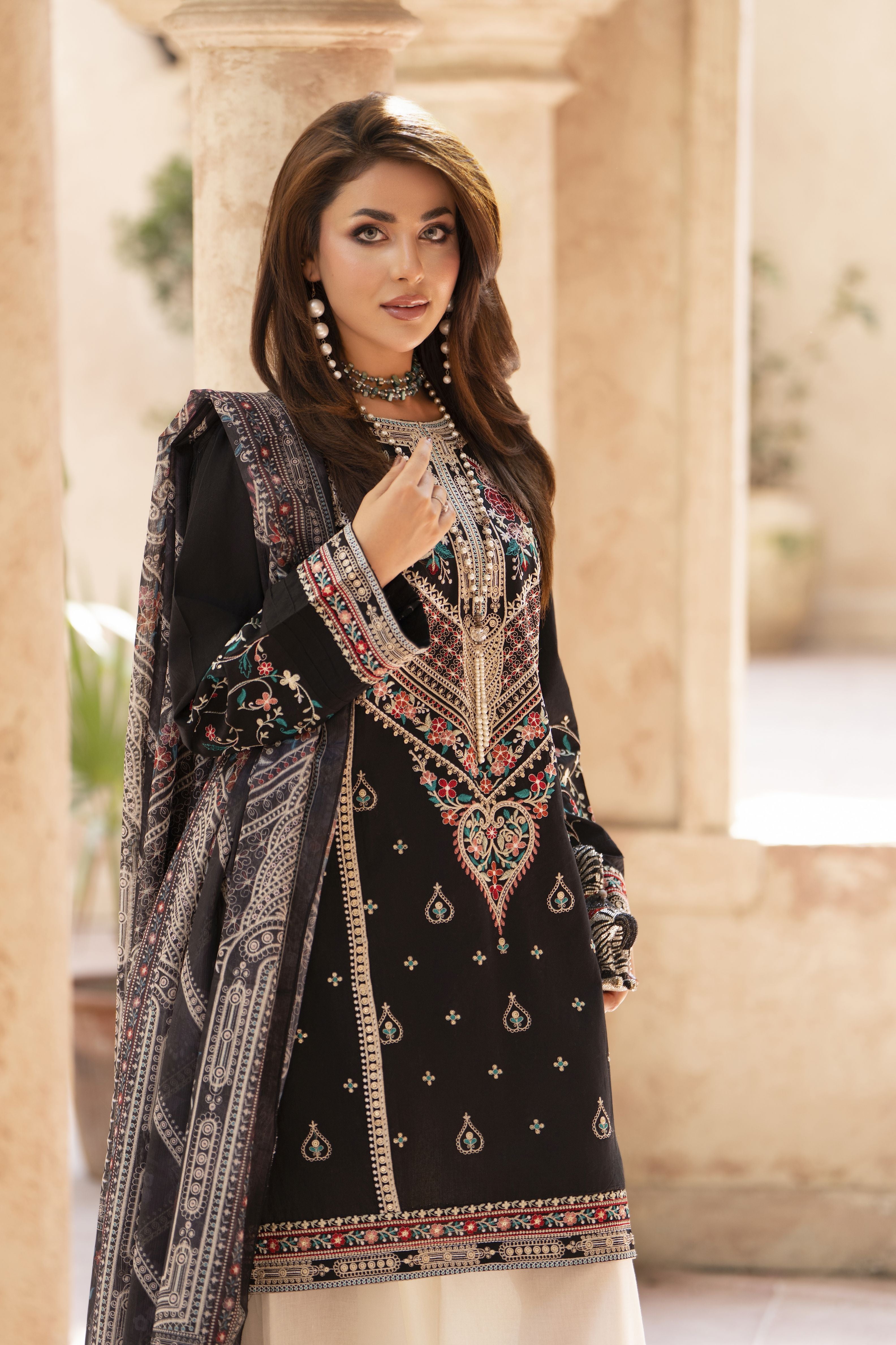 Zaiwa Sway2 3pc Cotton Farshi Shalwar Suit with Printed Dupatta