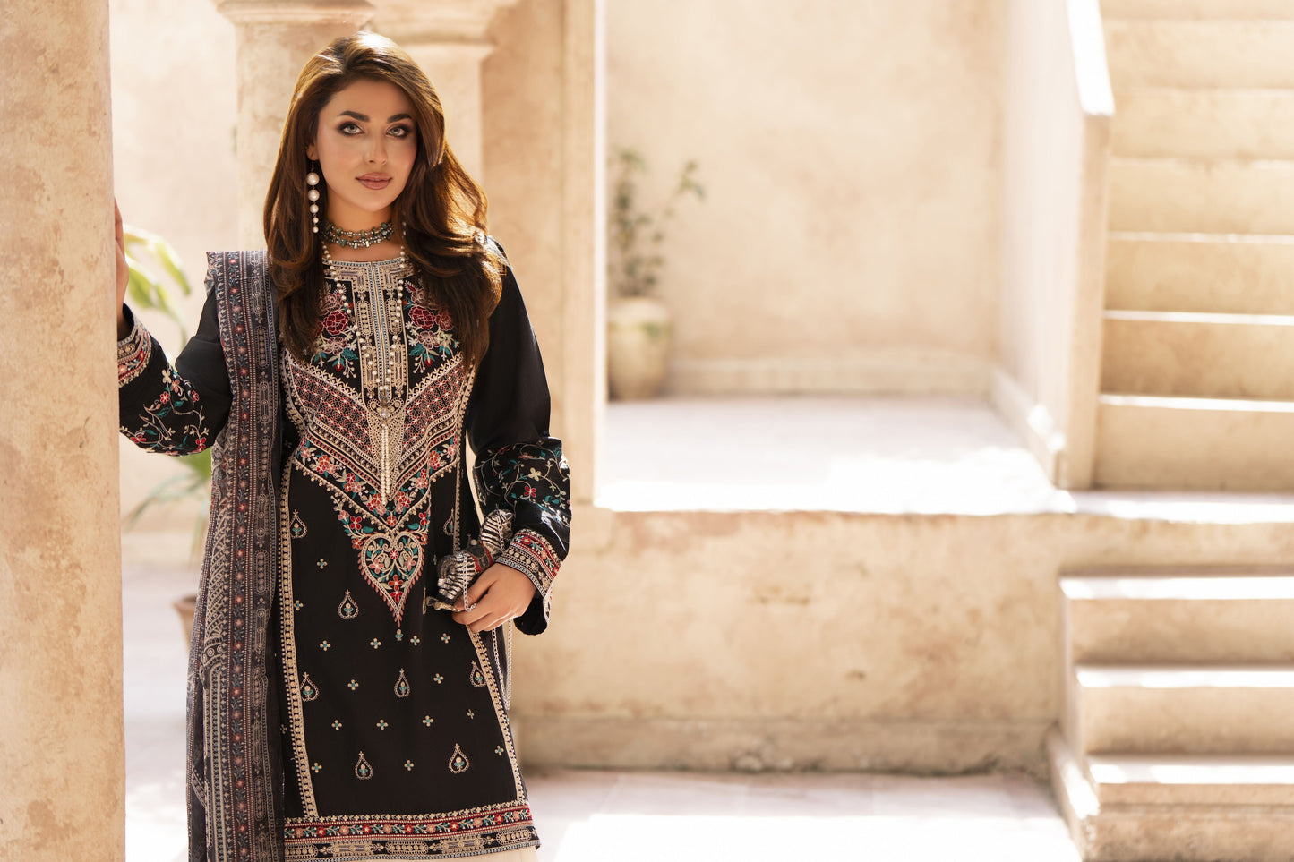 Zaiwa Sway2 3pc Cotton Farshi Shalwar Suit with Printed Dupatta