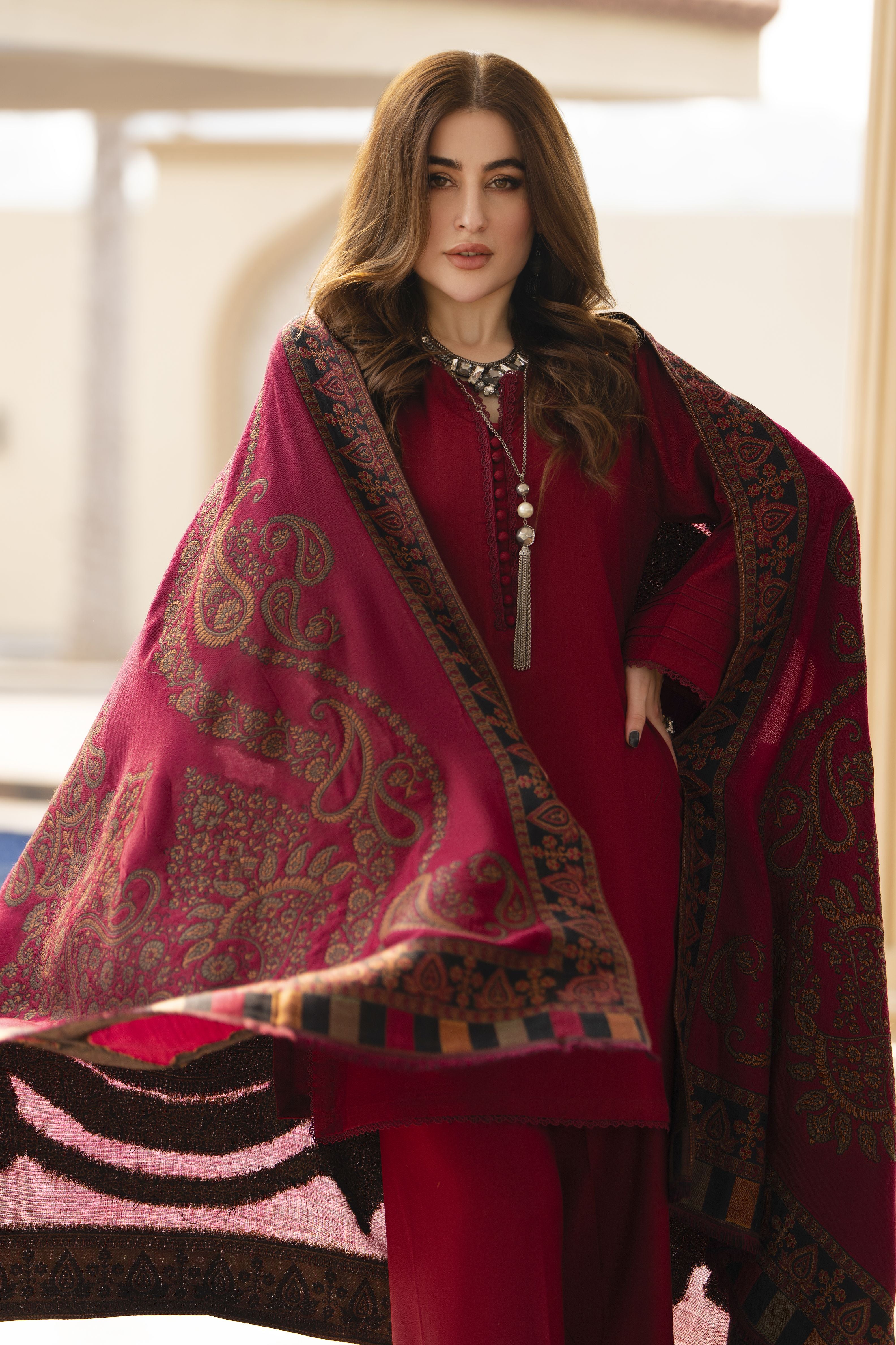 The Dhanak & Kahni Collection – Wine 3pc Suit KD1