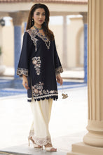ZWM5 Zimal Winter Muse Navy Blue and Ivory Embroidered Dhanak 2pc Ready to Wear