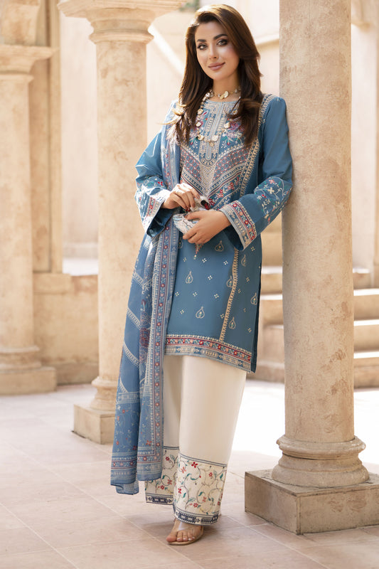 Zaiwa Sway3 3pc Cotton Farshi Shalwar Suit with Printed Dupatta
