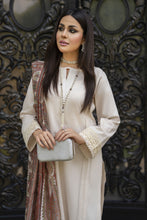 Cream Embroidered Cotton 3pc Women Suit with Dupatta | Baarish by Miski BYM3