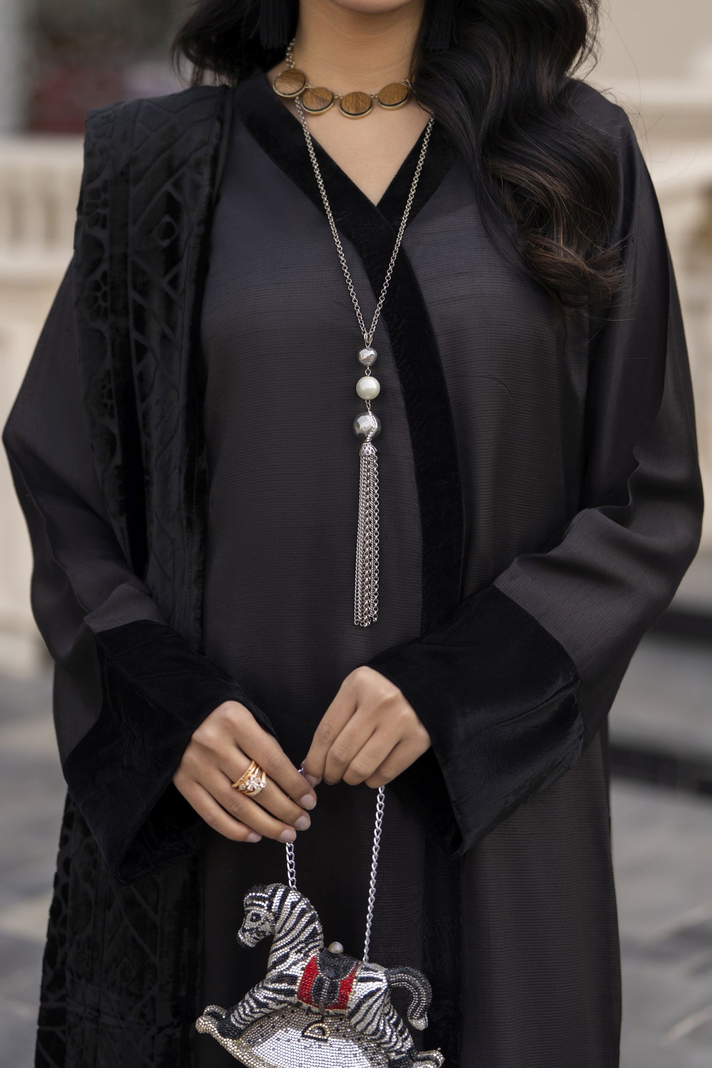 Aleezay Evara 3pc Raw Silk Straight Shirt & Palachi Shawl EZ7