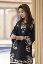 ZWM5 Zimal Winter Muse Navy Blue and Ivory Embroidered Dhanak 2pc Ready to Wear