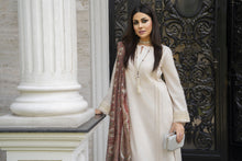 Cream Embroidered Cotton 3pc Women Suit with Dupatta | Baarish by Miski BYM3