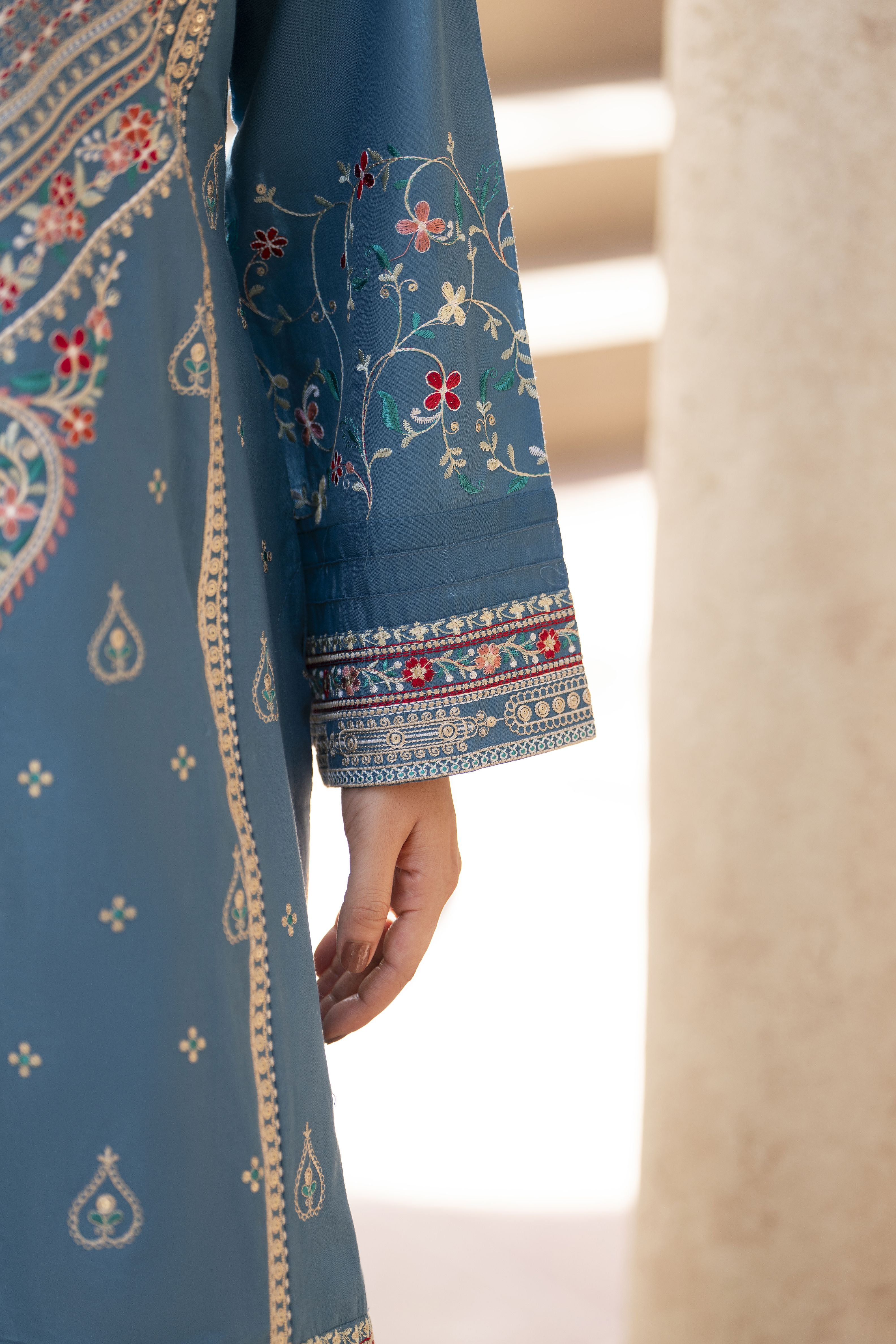 Zaiwa Sway3 3pc Cotton Farshi Shalwar Suit with Printed Dupatta