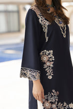 ZWM5 Zimal Winter Muse Navy Blue and Ivory Embroidered Dhanak 2pc Ready to Wear