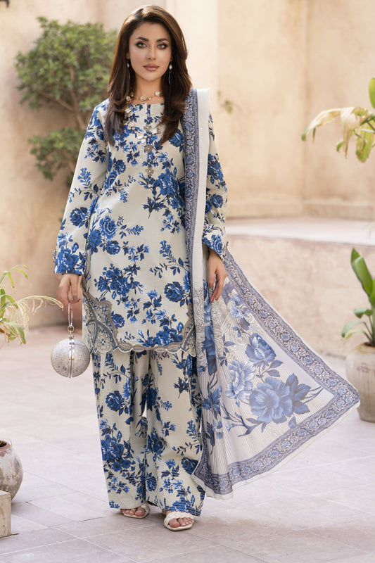 Zaiwa Sway5 3pc Printed Cotton Farshi Shalwar Suit with Embroidered Shirt