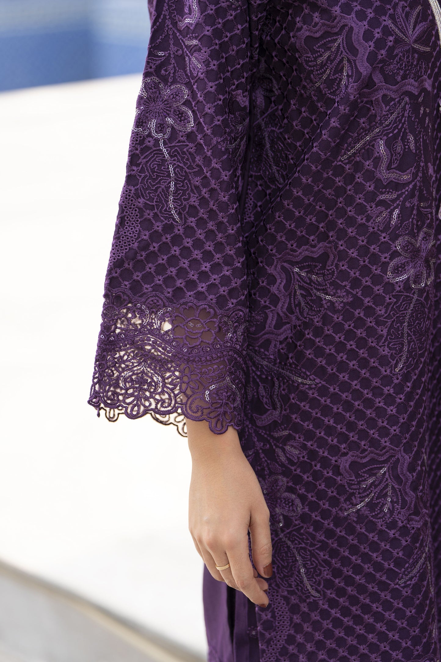 ZWM1 Zimal Winter Muse Deep Purple Embroidered Dhanak 2pc Ready to Wear