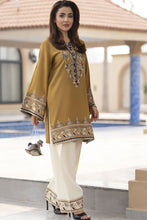 ZWM8 Zimal Winter Muse Mustard and Ivory Embroidered Dhanak 2pc Farshi Shalwar Suit