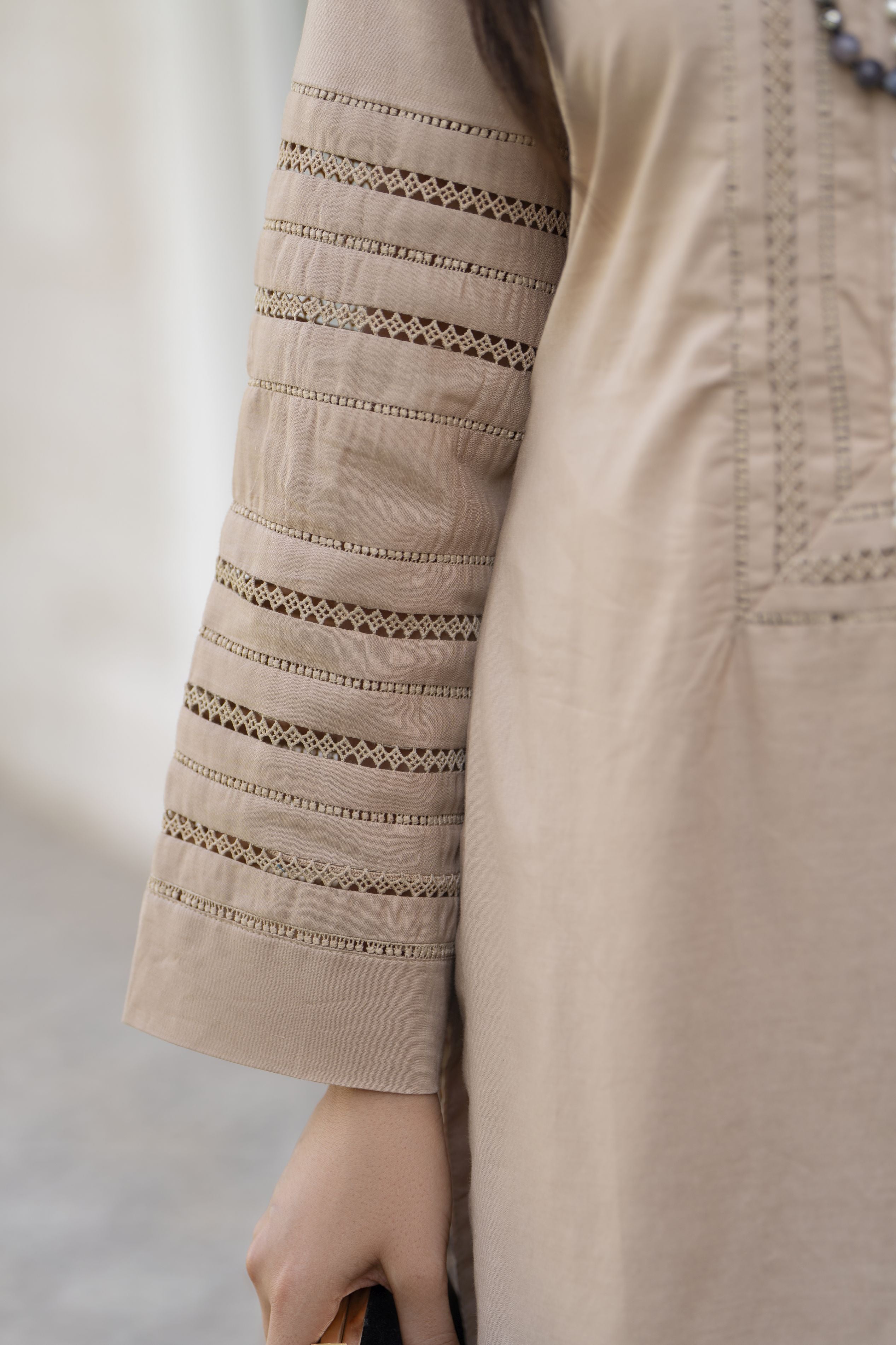 Beige Embroidered Cotton 3pc Women Dress with Dupatta | Baarish by Miski BYM6