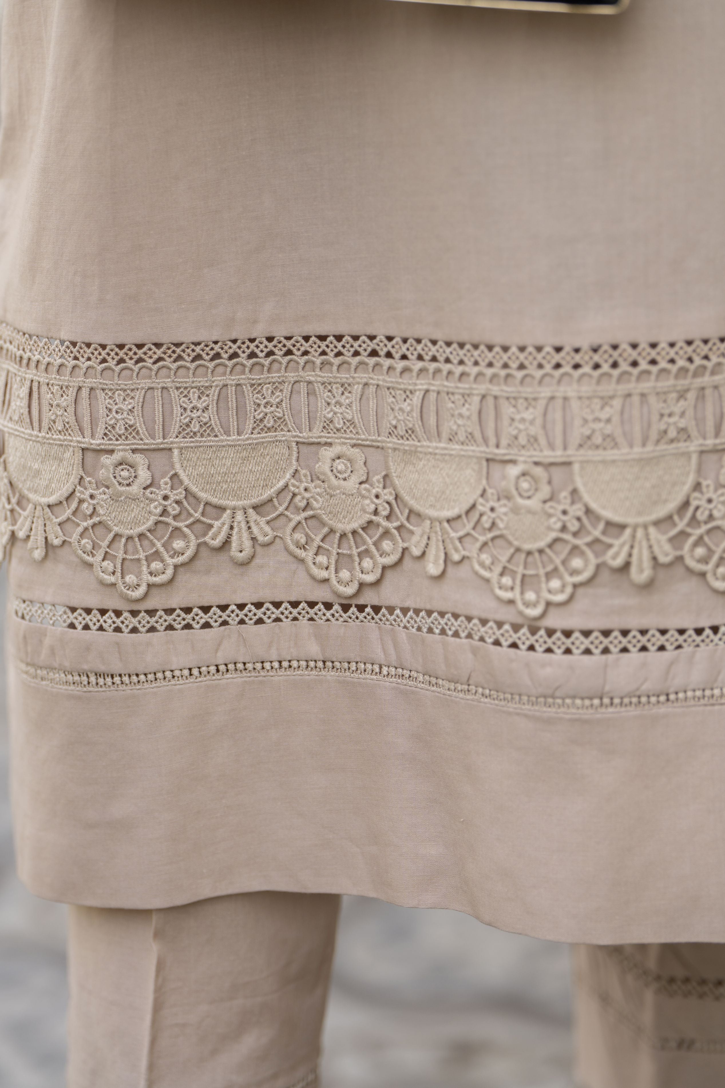 Beige Embroidered Cotton 3pc Women Dress with Dupatta | Baarish by Miski BYM6