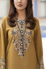 ZWM8 Zimal Winter Muse Mustard and Ivory Embroidered Dhanak 2pc Farshi Shalwar Suit